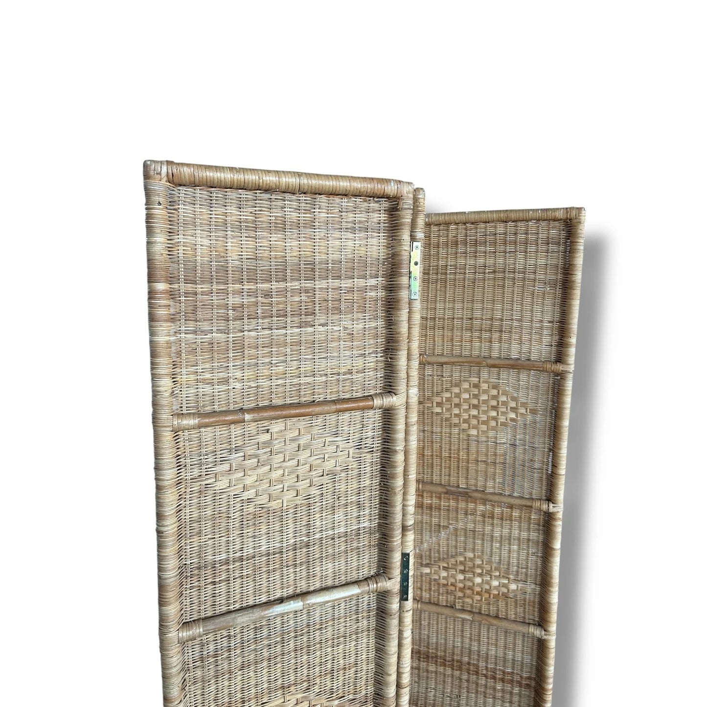 Vintage Bamboo Room Divider | Rattan Folding Screen | Mid Century Boho Partition