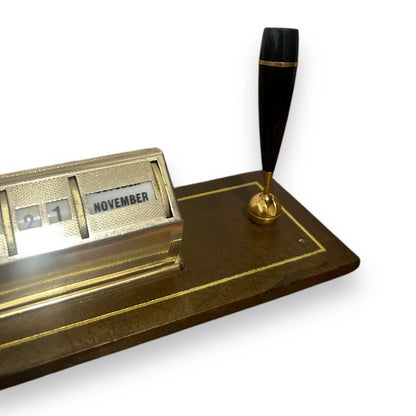 Mid Century Brass Perpetual Desk Calendar