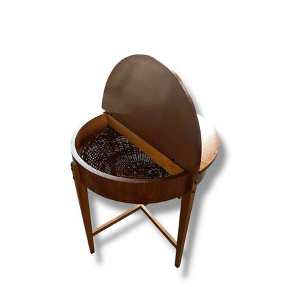 Mid Century Modern Danish Teak Wood Folding Sewing Box Table