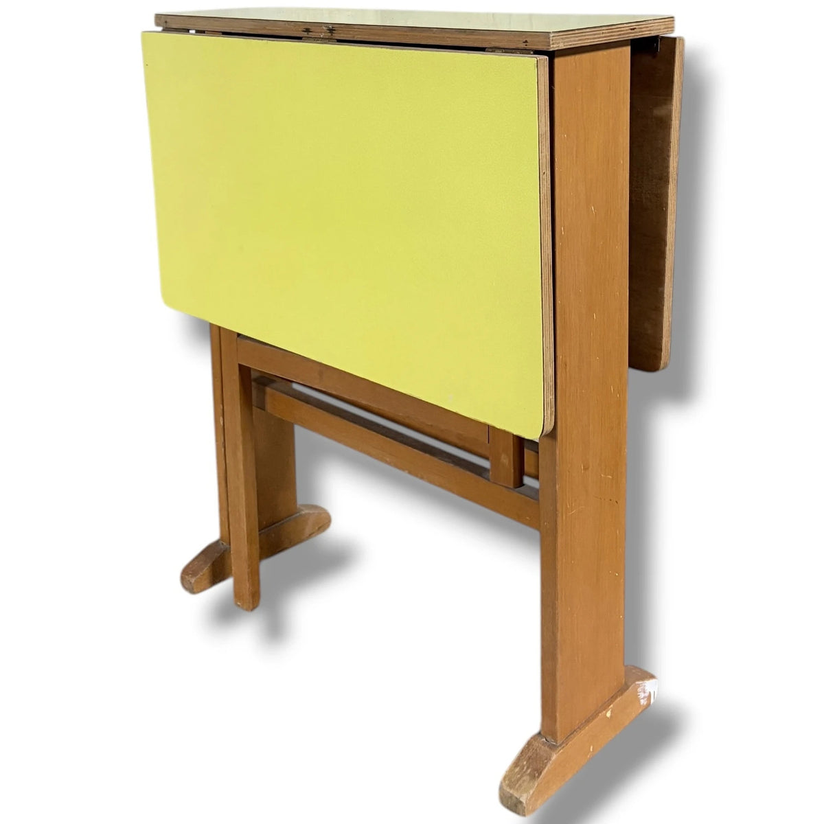Vintage Drop-Leaf Table - Yellow Formica Top | Compact Mid-Century Kitchen Dining