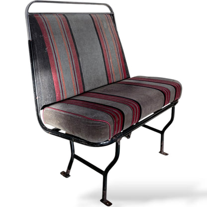 Vintage Bus Seat – Industrial Retro Bench With Racing Stripe Upholstery