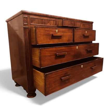 Antique Mahogany Chest – 19th Century Vintage Chest Drawers with Secret Compartment