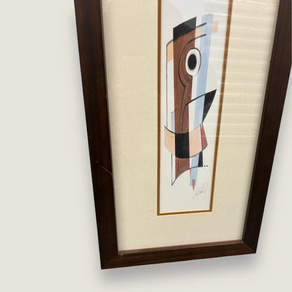 Vintage 1980s Alfred Gockel Abstract Art Framed