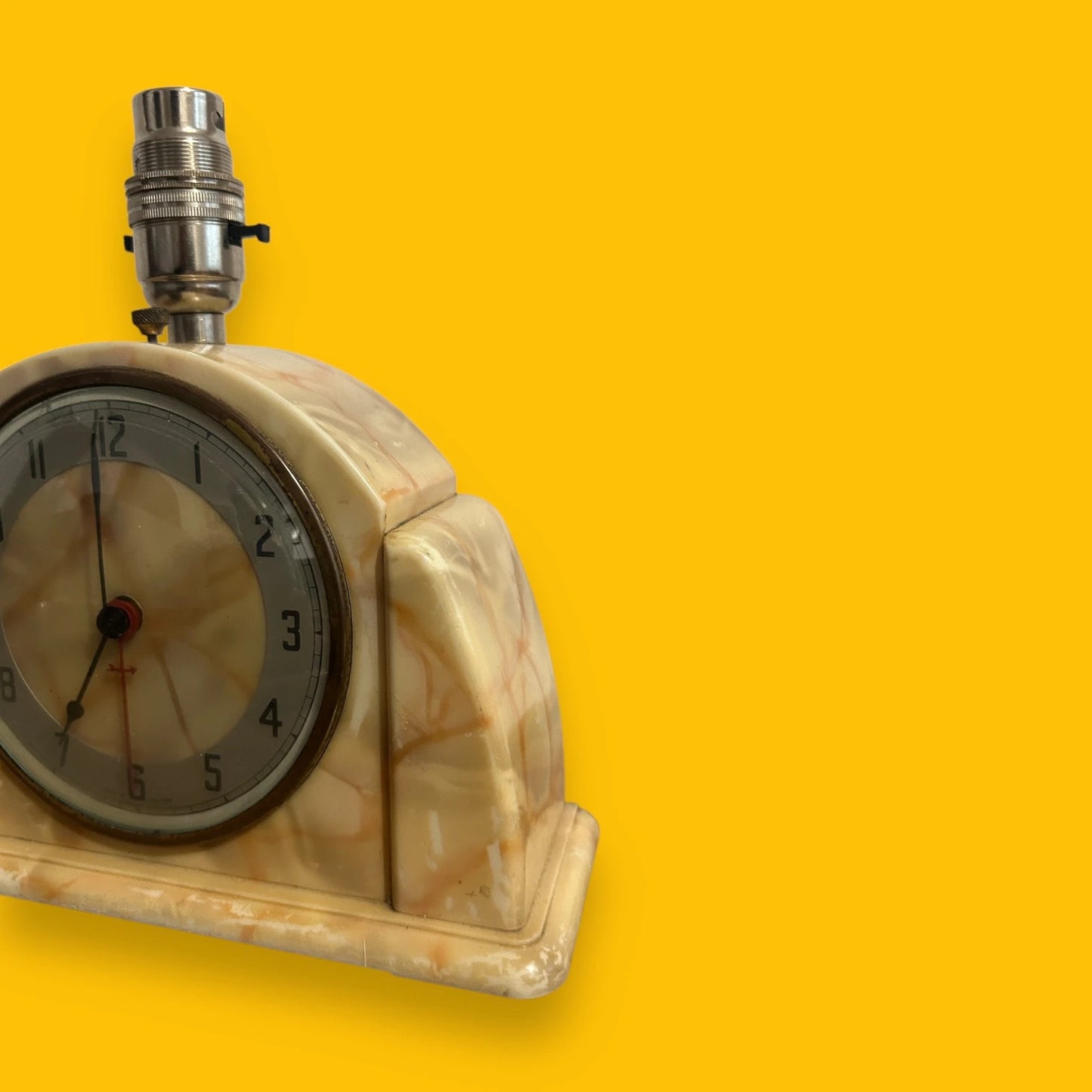 Vintage 1960s Onyx Clock Table Lamp