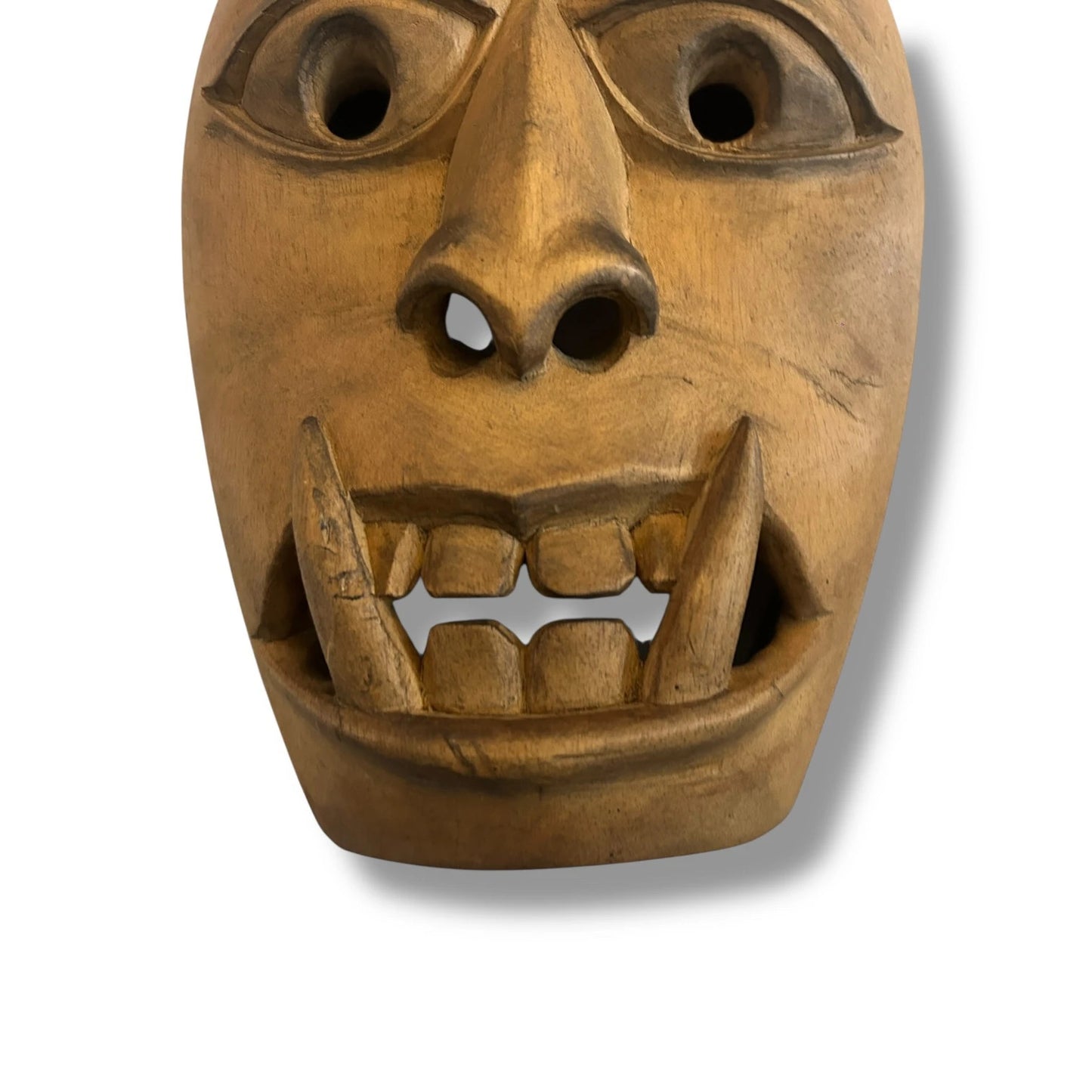 Vintage 1960s Japanese Handcarved Wood Demon Mask