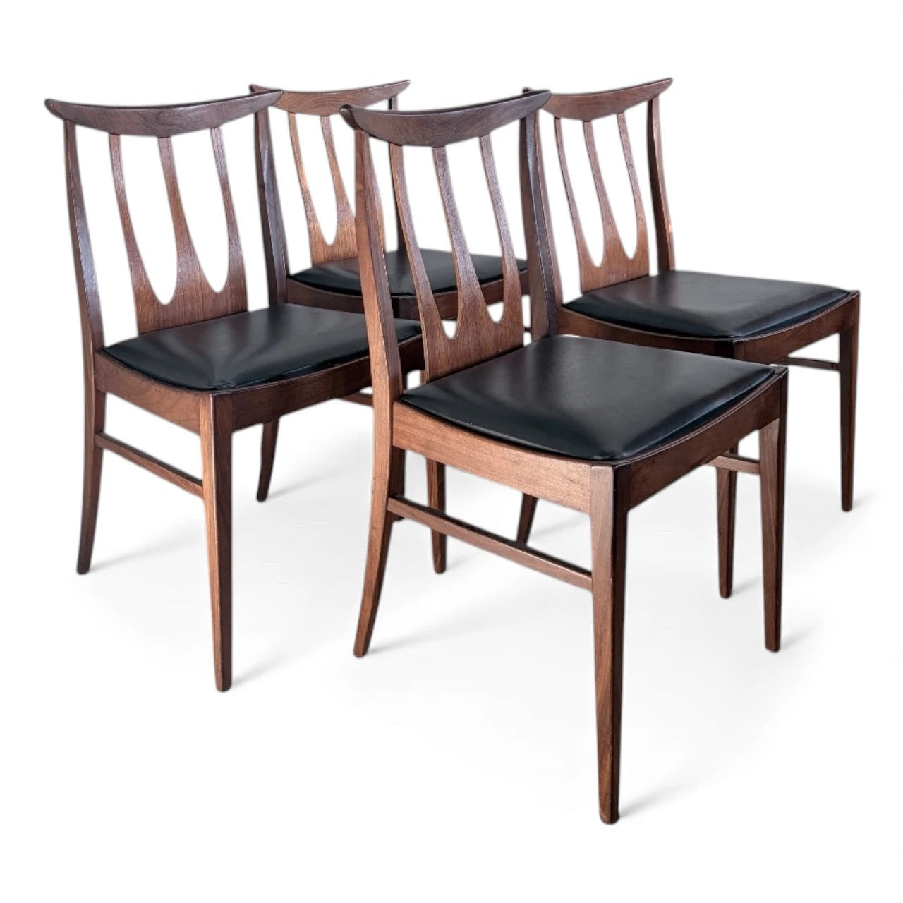 G Plan Brasilia Chairs - Set of 4 Vintage Teak Dining Chairs with Black Vinyl Upholstery — view 3