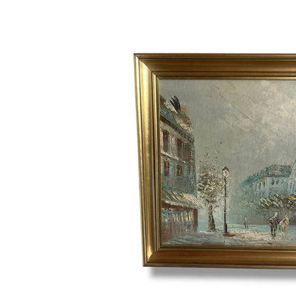 Vintage 1930s Parisian Scene Oil Painting Artwork by Caroline Burnett