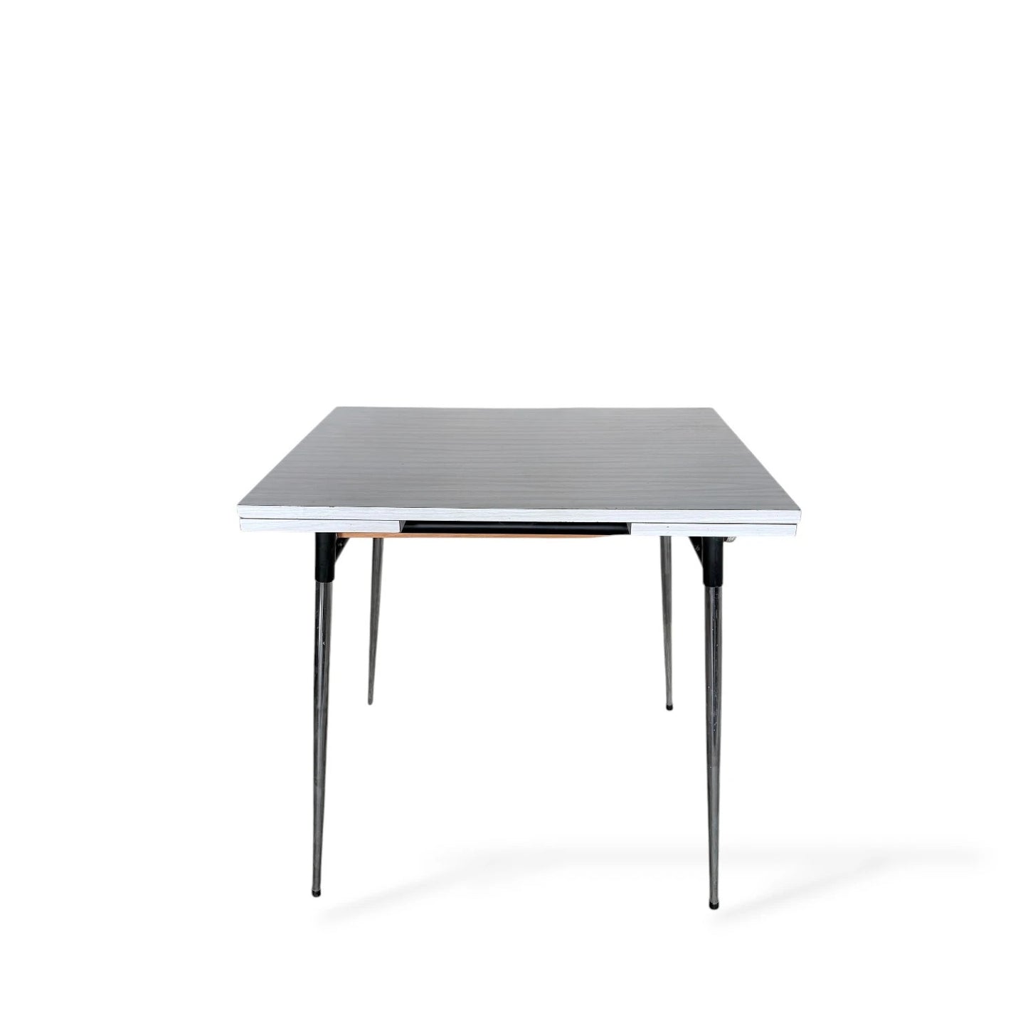 Mid-Century Formica Draw-Leaf Dining Table | Retro Kitchen Table with Chrome Legs