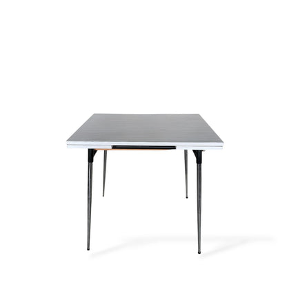 Mid-Century Formica Draw-Leaf Dining Table | Retro Kitchen Table with Chrome Legs