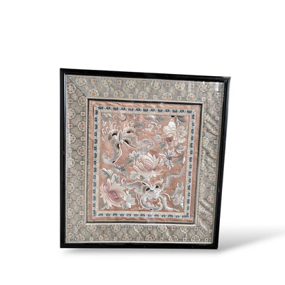 Vintage Chinese Silk Embroidery Panel – Framed Suzhou Embroidered Textile Art