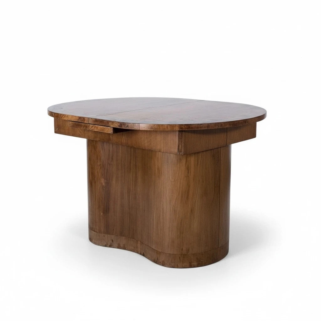 Art Deco Dining Table – Walnut Extending Table with Sculptural Pedestal Base