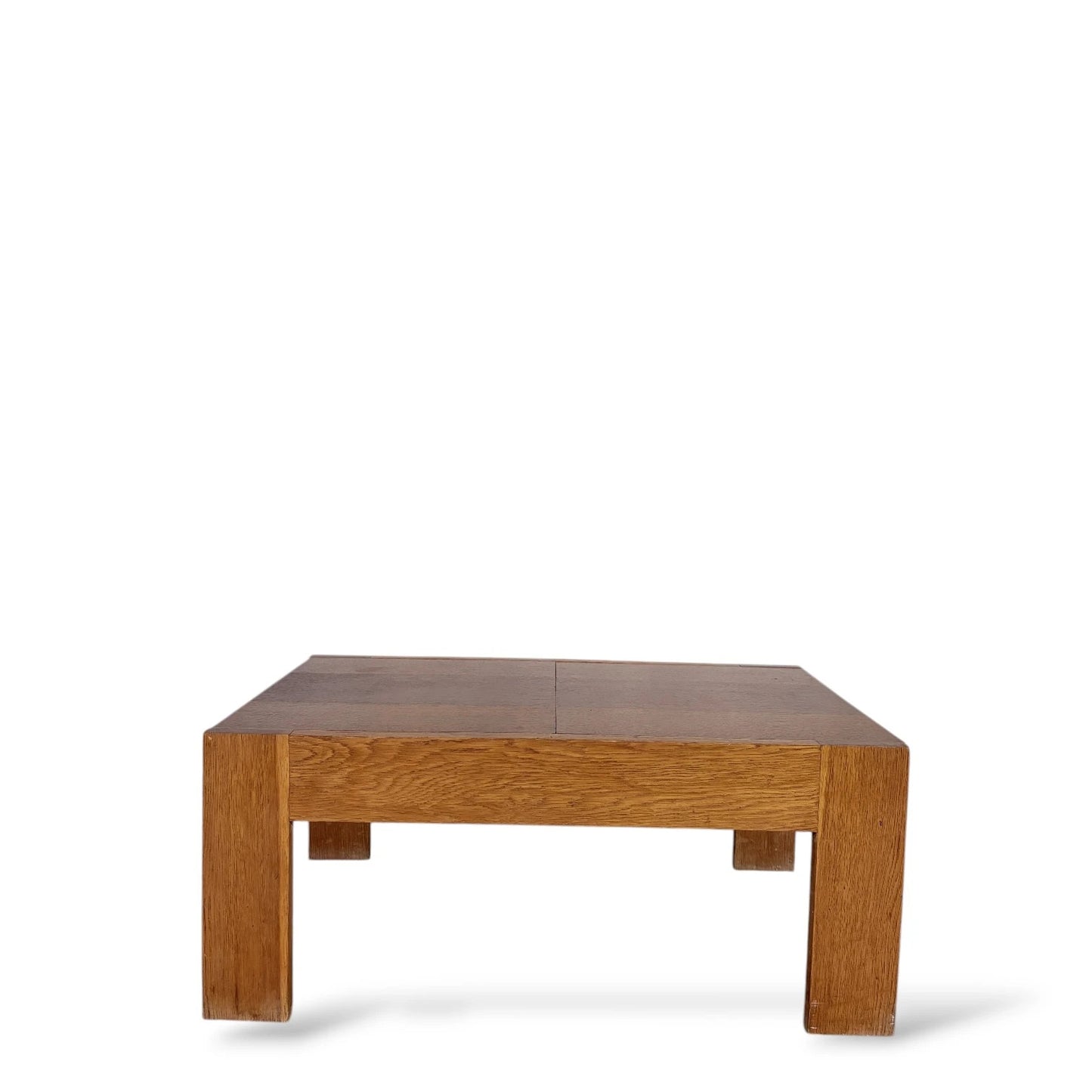 French Tiger Oak Sliding-Top Coffee Table – Mid-Century Modern Storage Table