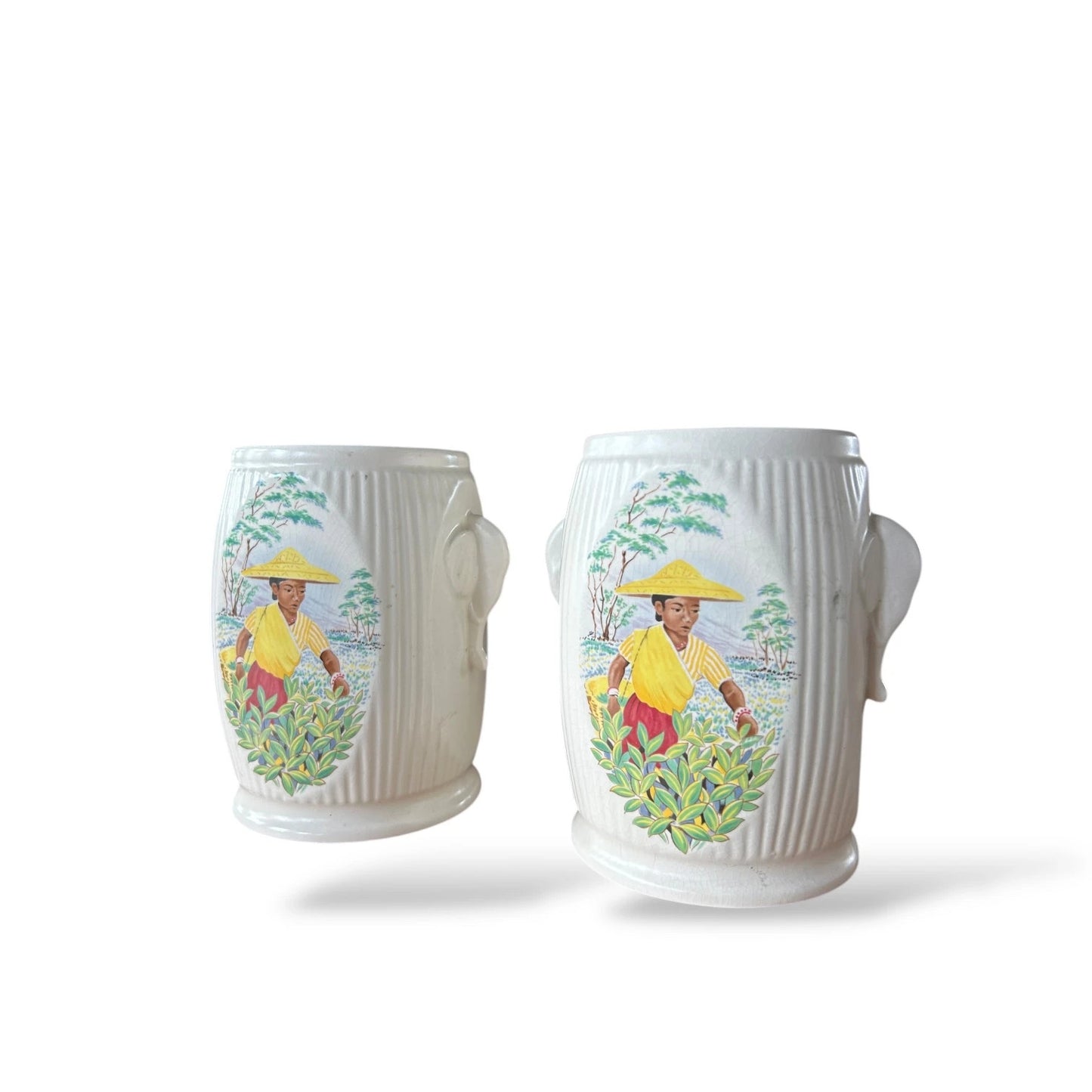 Pair of Vintage SylvaC Tea Caddies – Ribbed Pottery Jars