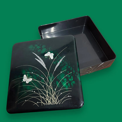 Vintage 1970s Japanese Black Lacquer Jewellery Box