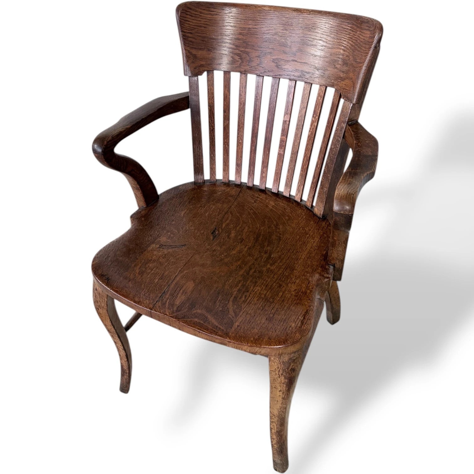 Antique Oak Carver Chair – Solid Oak Armchair With Slatted Back For Dining — view 3