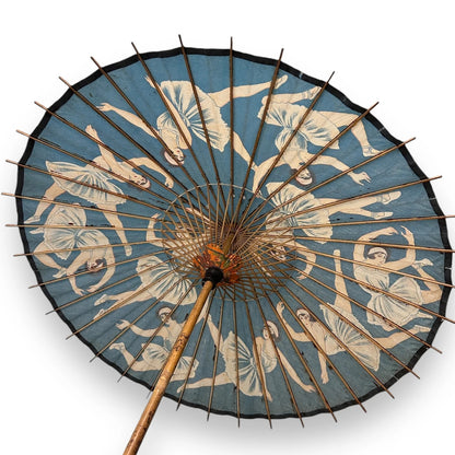 Vintage 1960s Chinese Art Deco Ballet Dancers Parasol