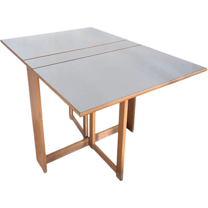 Drop Leaf Dining Table - Vintage Habitat Beech Wood With White Laminate Top — view 3
