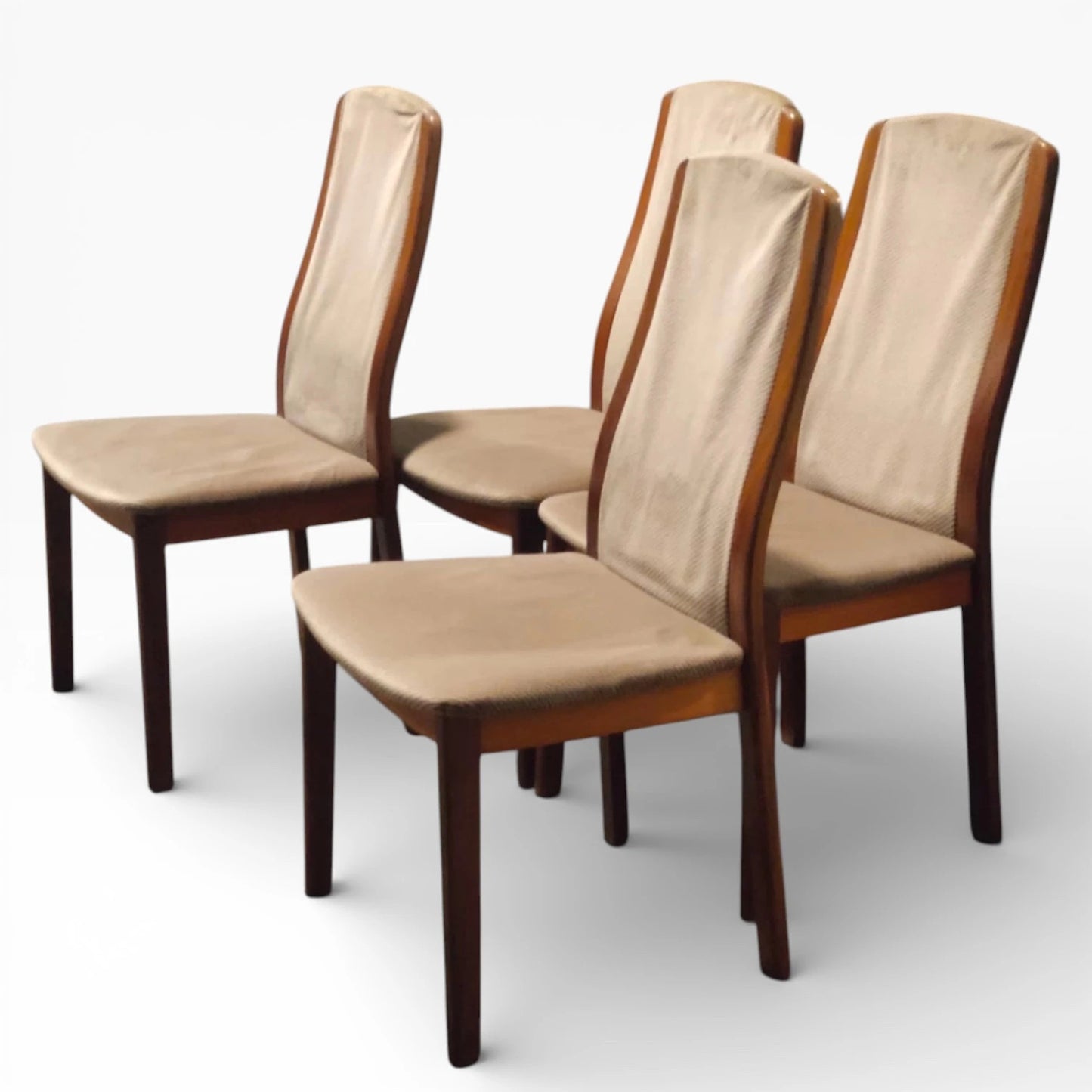 G Plan Dining Chairs – Set of Four Mid-Century Teak Chairs With Neutral Upholstery