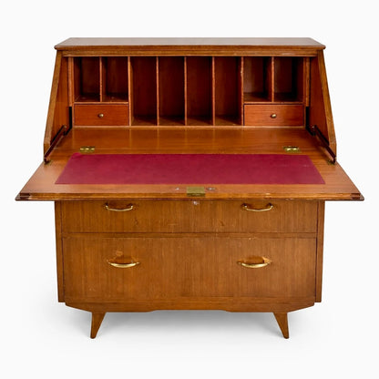 Mid Century Sutcliffe of Todmorden Walnut Bureau Writing Desk