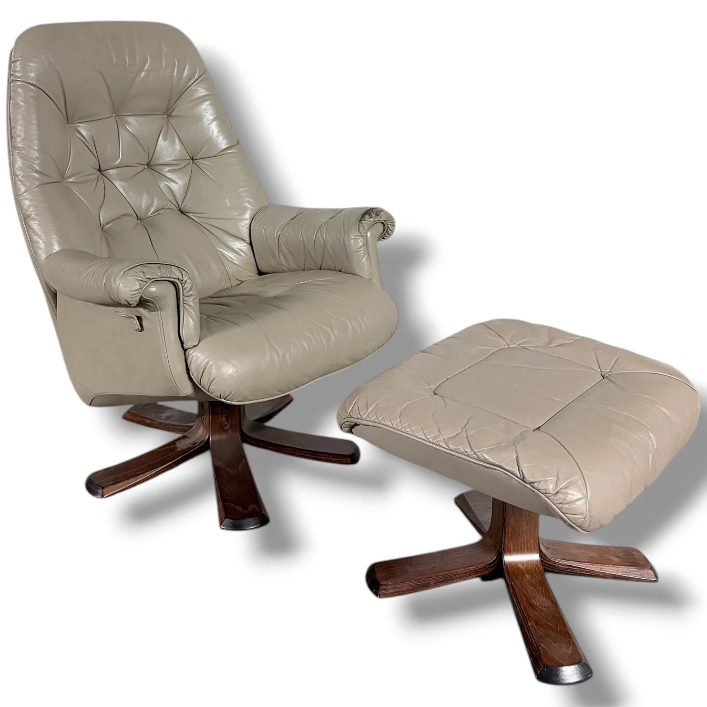Stressless Recliner Chair - Swedish Leather Lounge With Matching Footstool