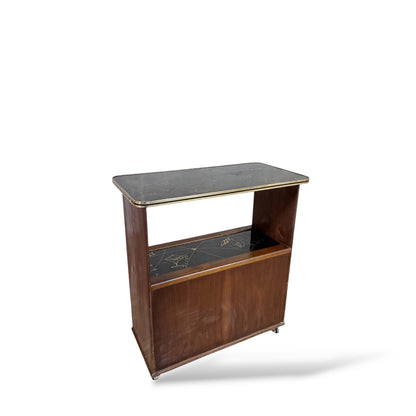 Italian Mid-Century Drinks Bar Trolley | Formica & Teak Cocktail Cabinet