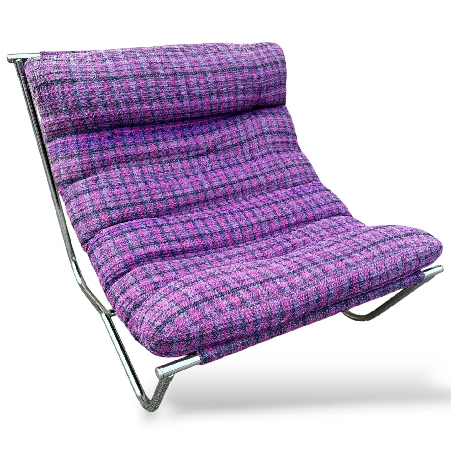 1970s Sling Chair in the Style of Peter Hoyte / Gillis Lundgren Mid-Century Chrome Lounge Chair