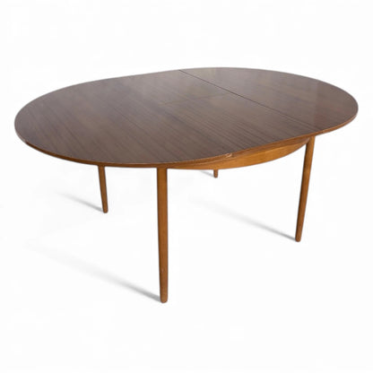 Mid-Century Teak Formica Extending Dining Table – Round to Oval