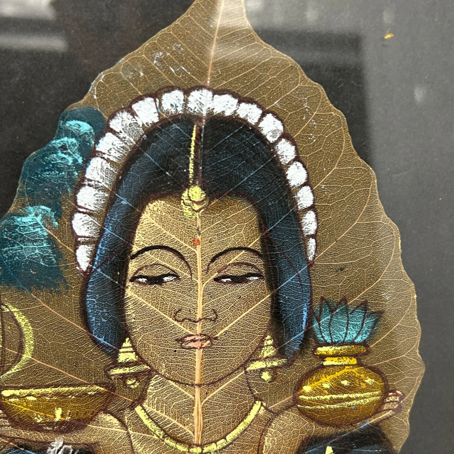 Vintage Indian Art Leaf Painting Frame