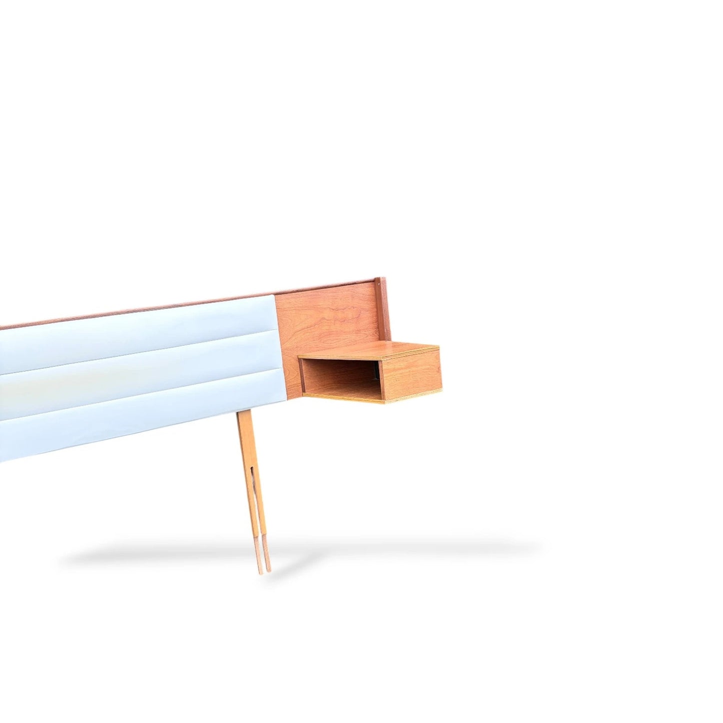 Mid-Century Teak Headboard with Floating Bedside Cabinets by Slumberland