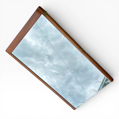 Mid Century Teak Mirror - Danish Rectangular Wall Mounted Vintage Mirror