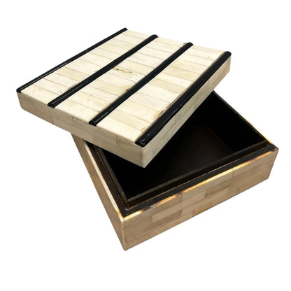 Mid-Century Bone & Ebony Inlay Decorative Box, 1960s