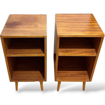 Mid Century Teak Bedside | Compact Nightstands with Open Shelf Storage