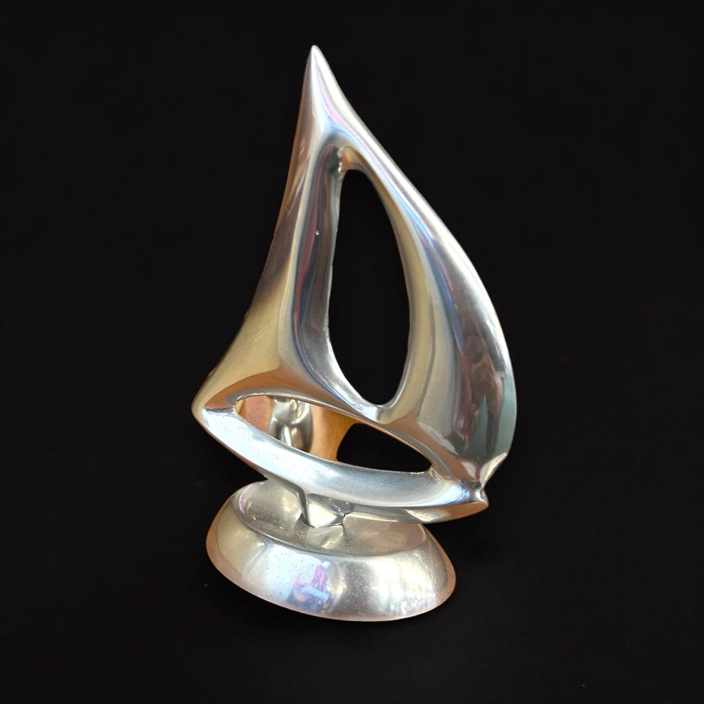 Mid Century aluminium silver sailboat sculpture