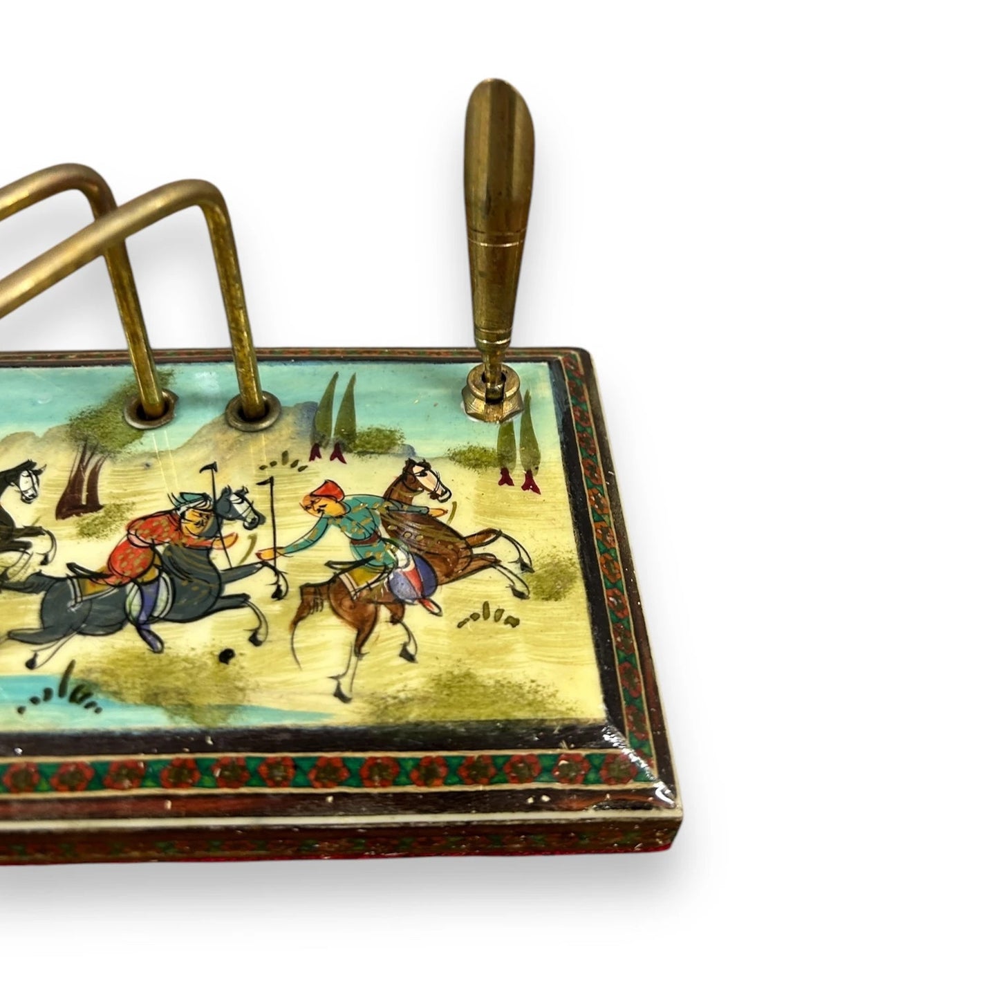 Vintage 1960s Persian Khatam Art Letter Rack