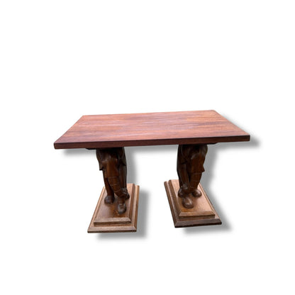 Vintage Hand-Carved Elephant Console Table – Solid Wood Statement Table with Sculptural Base
