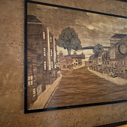 Mid Century Marquetry Wood Picture