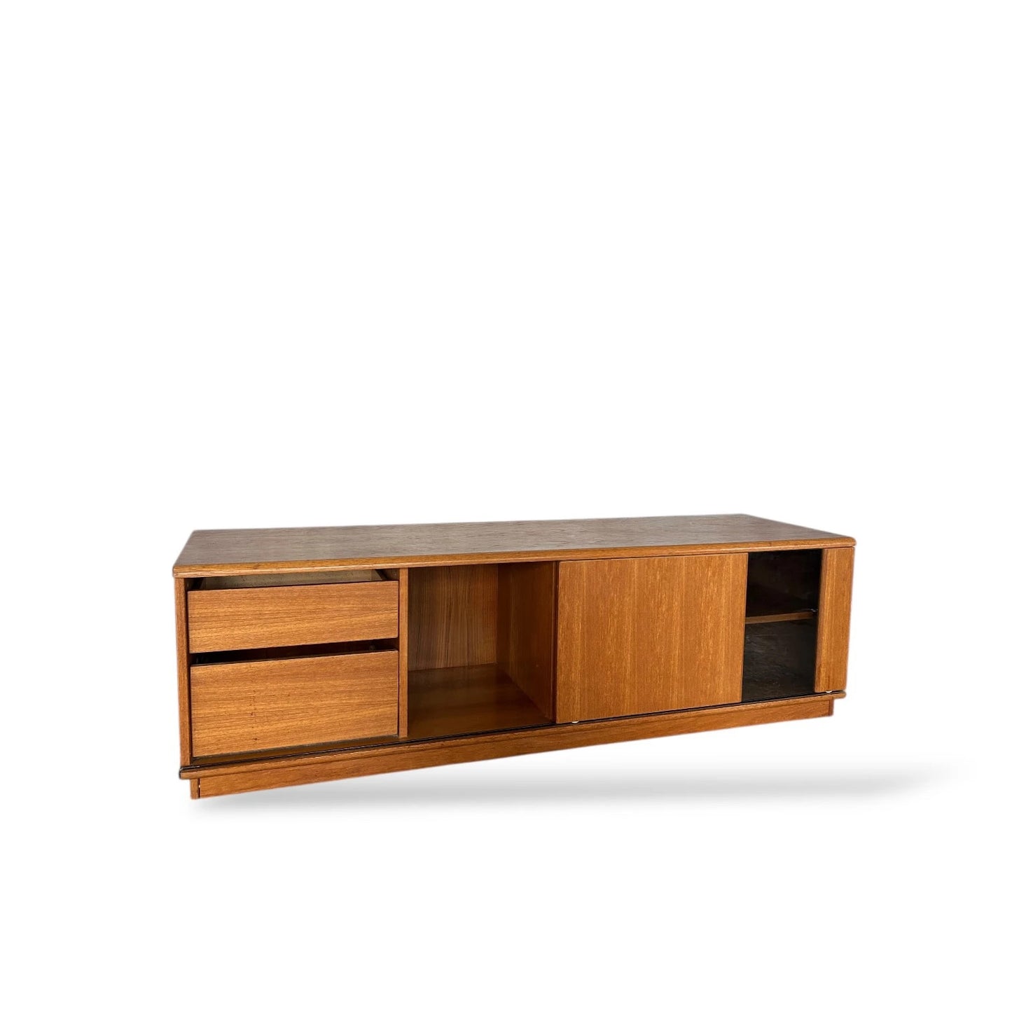 Mid Century German Teak & Glass Media Unit / TV Stand