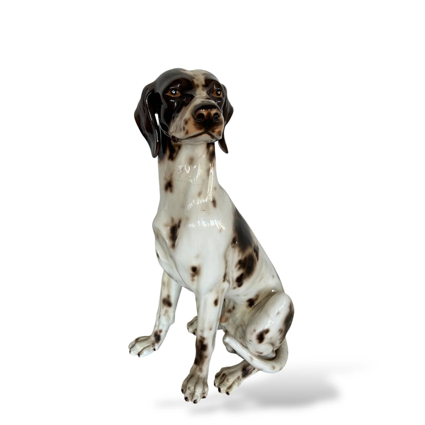 Mid Century Large Italian Pointer Dog Statue – Vintage Ceramic Hunting Dog Figurine