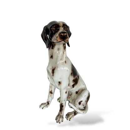 Mid Century Large Italian Pointer Dog Statue – Vintage Ceramic Hunting Dog Figurine