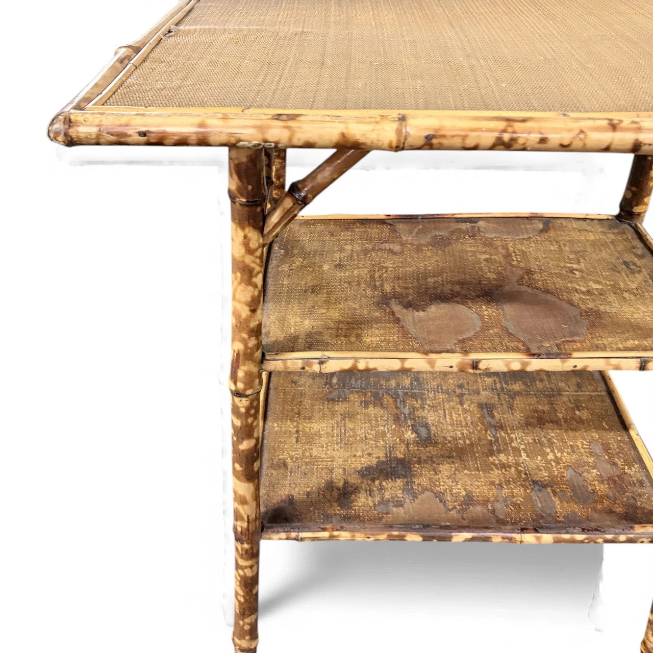 Antique Tiger Bamboo Side Table – Late Victorian Anglo-Japanese Table