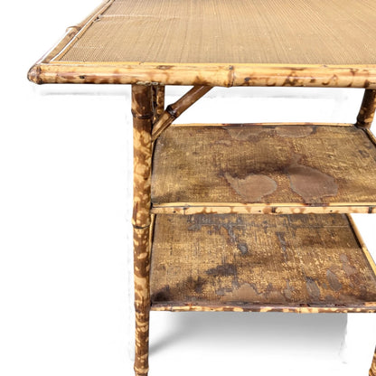 Antique Tiger Bamboo Side Table – Late Victorian Anglo-Japanese Table