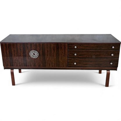 Vintage Sideboard | Mid Century Rosewood Effect Cabinet With Raised Legs
