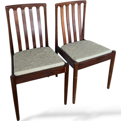 Mid Century Teak Chairs – Vintage Upholstered Dining Room Chairs with Slim Tapered Legs