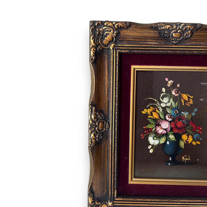 Vintage 1960s Still Life Flowers Art Painting