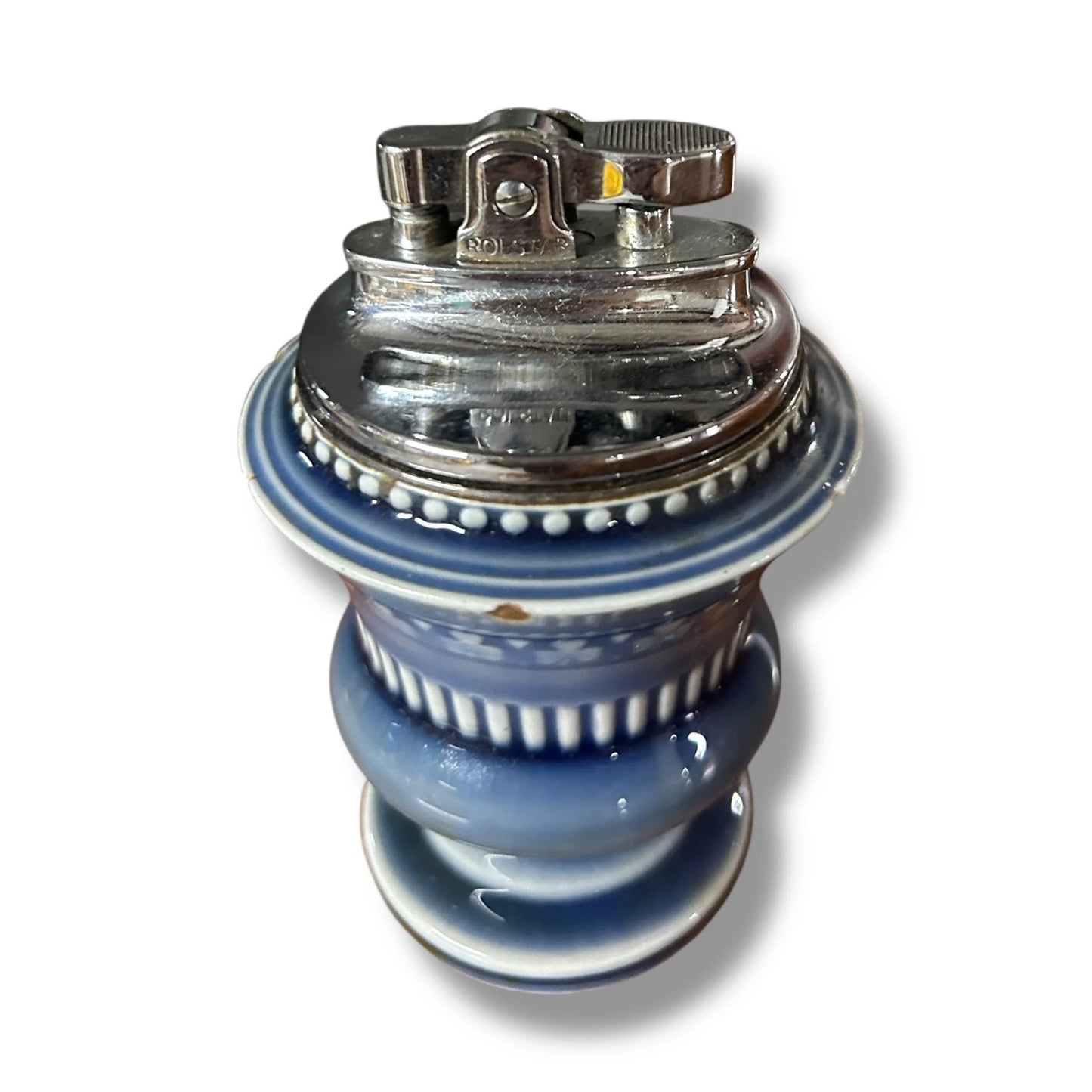 Vintage 1950s Wade Irish Porcelain Blue Tabletop Lighter