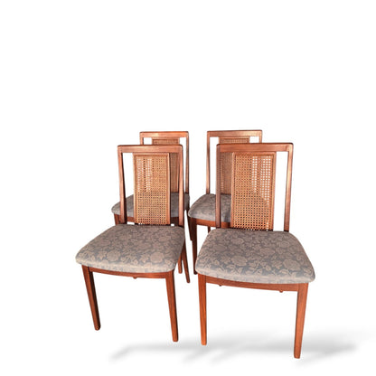 Set of 4 Vintage G Plan Teak Dining Chairs – Mid-Century Modern Cane Back