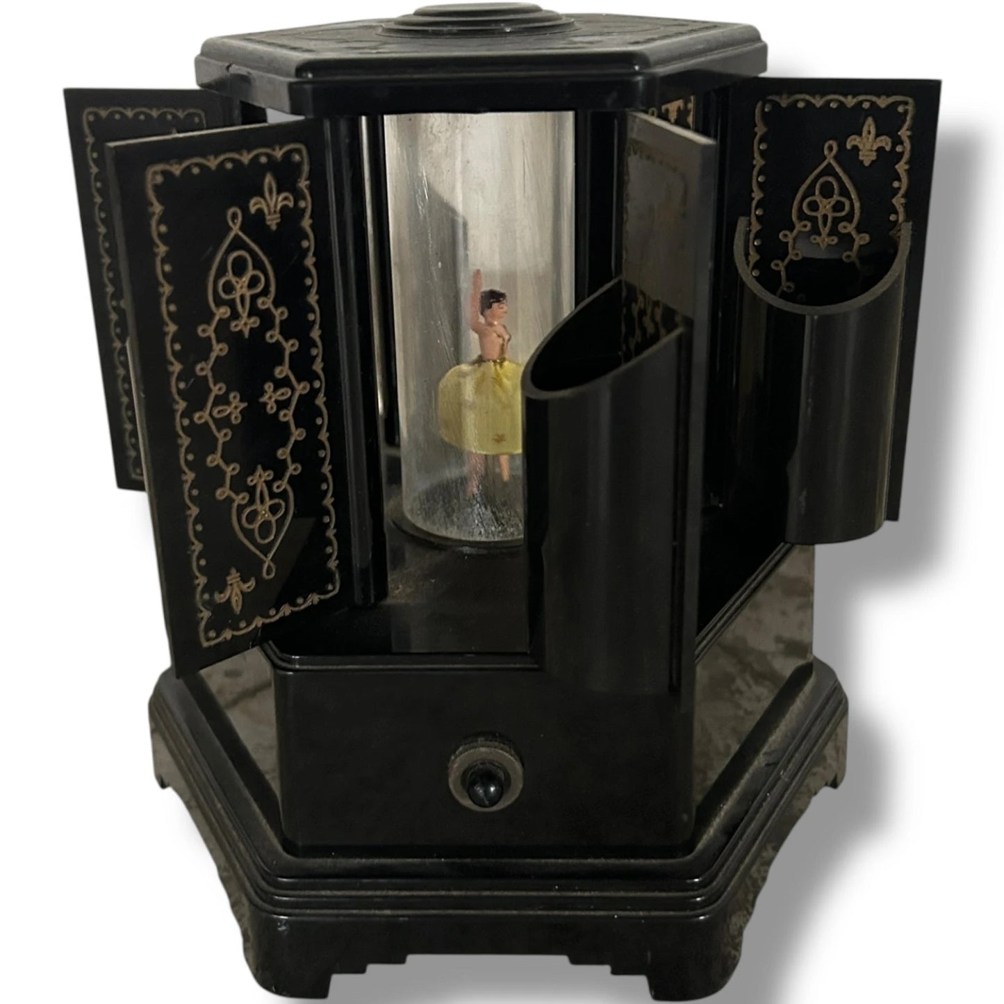 Art Deco Black Carousel Music Box – Ballerina Figurine – Collectible Home Decor