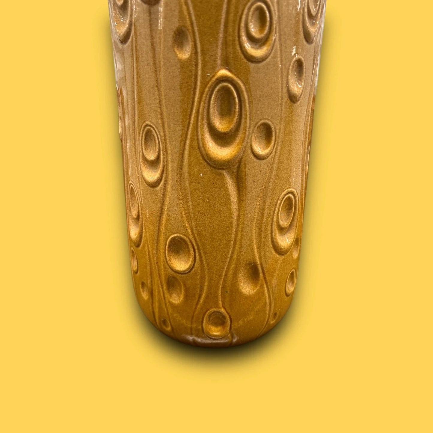 Scheurich West German Mid-Century Incised 'Koralle' Patterned Gold Glazed Ceramic Vase