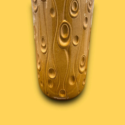 Scheurich West German Mid-Century Incised 'Koralle' Patterned Gold Glazed Ceramic Vase