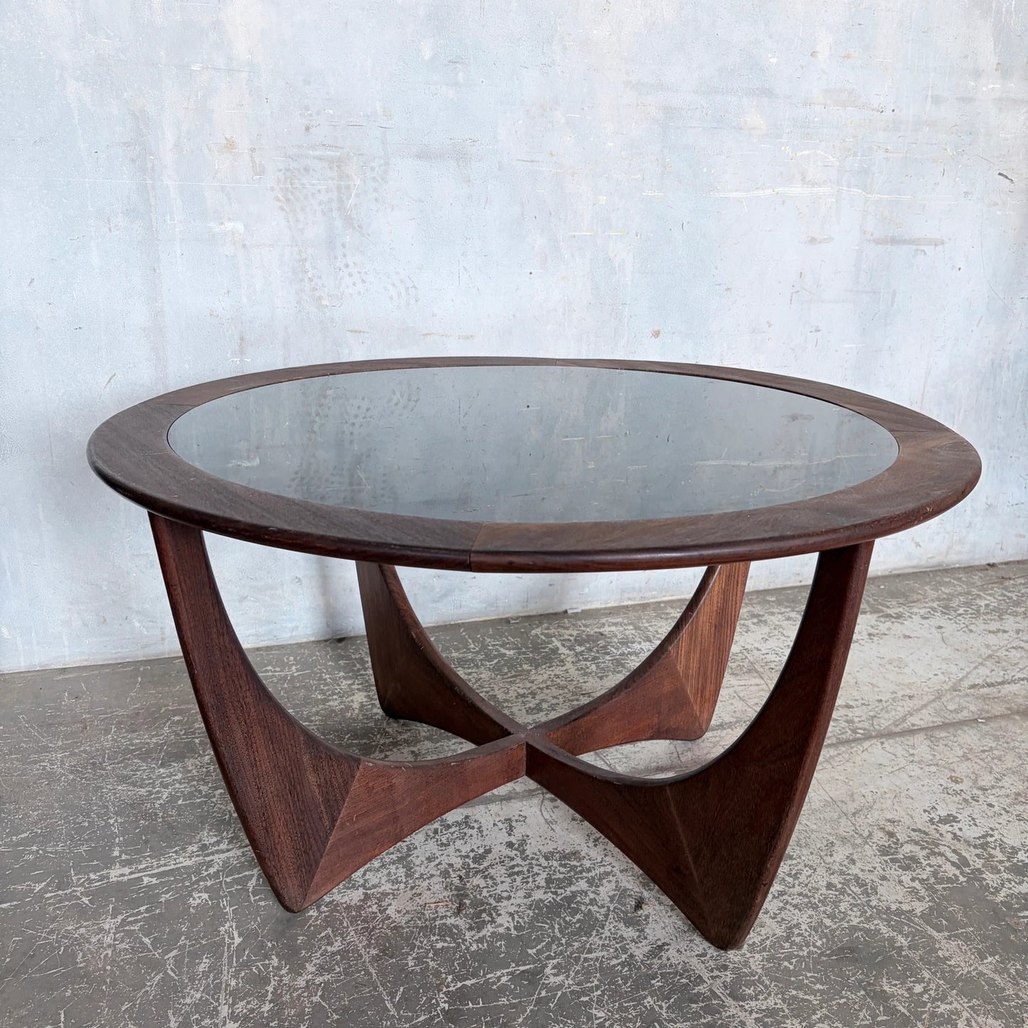 Vintage G Plan Astro Teak Coffee Table with Black Perspex Inset Top
